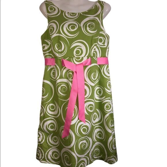 Jessica‎ Howard retro print front ribbon tie sleeveless top lined zipper 10 - Picture 1 of 5